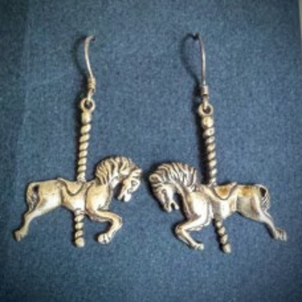 Sterling Silver Carousel Horse Dangle Earrings